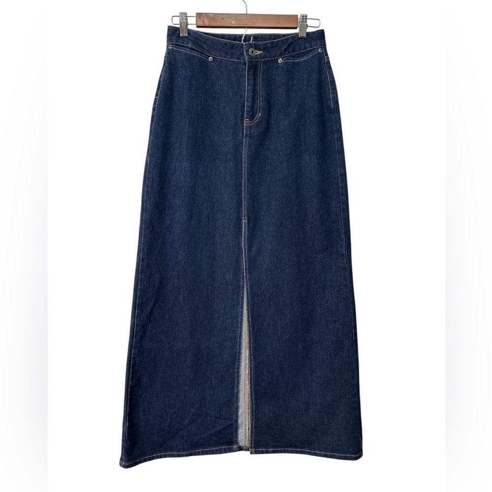GAP Stretch Denim Vintage Y2K Front Slit Midi Skirt Size 4